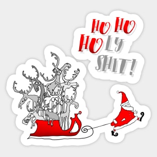 Santa Claus and Reindeers Sticker